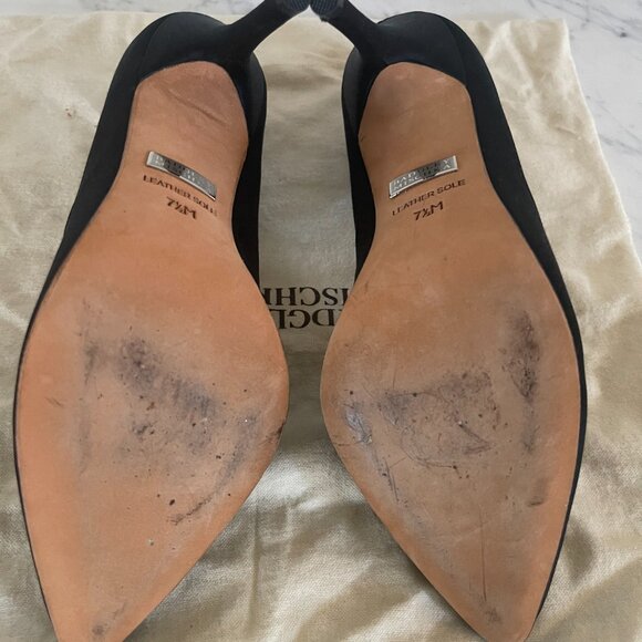 Badgley Mishka Daryn Jeweled Black Satin Pump. Size 7.5 - Picture 5 of 8